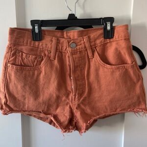 Orange Levi denim shorts
